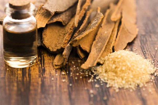 Cinnamon Essential Oil Sugar — Stock Photo, Image