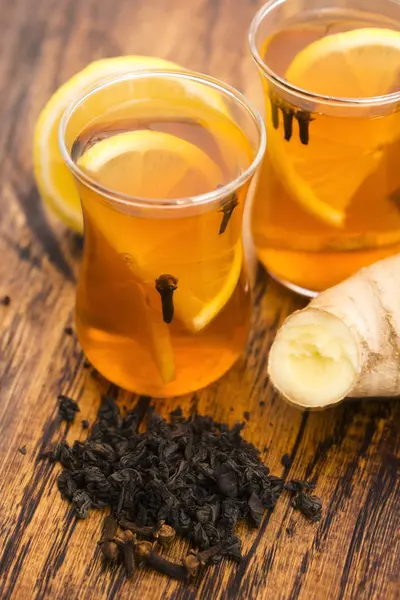 Black Tea Lemon Ginger — Stock Photo, Image