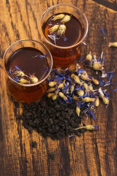 Glass Cup Cornflower Tea — Stock Photo, Image