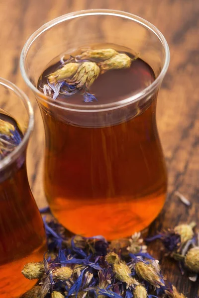 Glass Cup Cornflower Tea — Stock Photo, Image