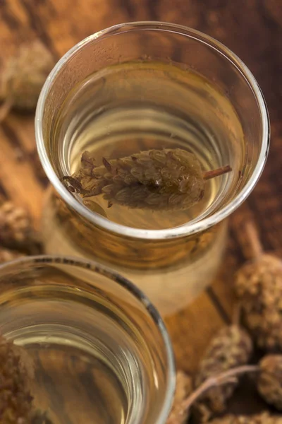 Glass Wild Lavender Tea Lavender Flowers — Stock Photo, Image