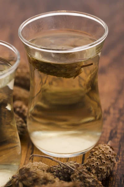 Glas Wilder Lavendeltee Und Lavendelblüten — Stockfoto