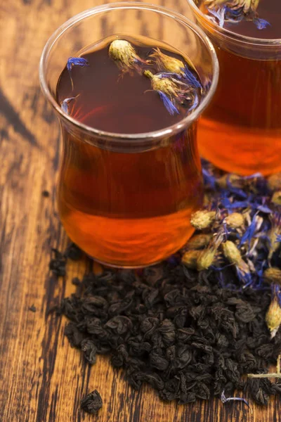 Glass Cup Cornflower Tea — Stock Photo, Image