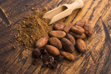 Kakao fasulyesi ve kakao tozu.