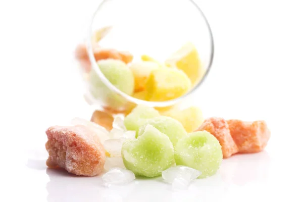 Frozen Exotic Fruits White Background — Stock Photo, Image
