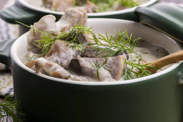 Turkish traditional tripe soup; iskembe corbasi and offal soup — Stock Photo, Image