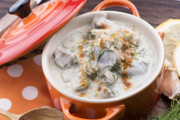 Turkish traditional tripe soup; iskembe corbasi and offal soup — Stock Photo, Image