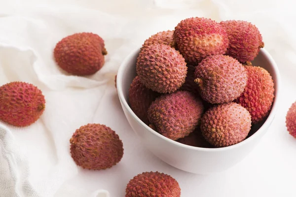 stock image Litchie, liche, lychee, fresh healthy ripe fruits