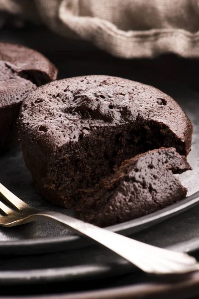 Homemade baked brown Chocolate cupcakes — Stock Photo, Image