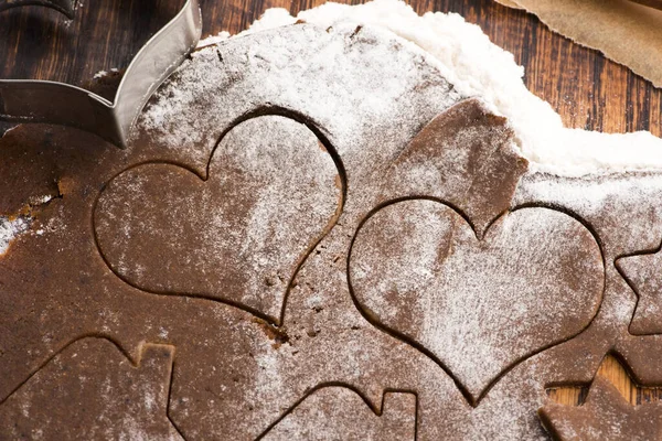 クリスマスのために焼く クッキーと生地をロールアウト — ストック写真