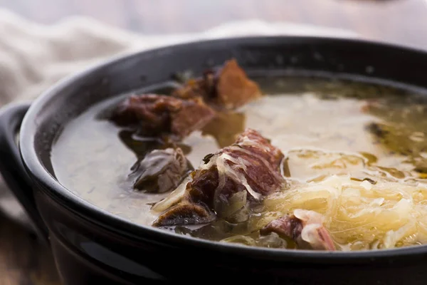 Sopa Couve Com Carne Estilo Agrícola — Fotografia de Stock