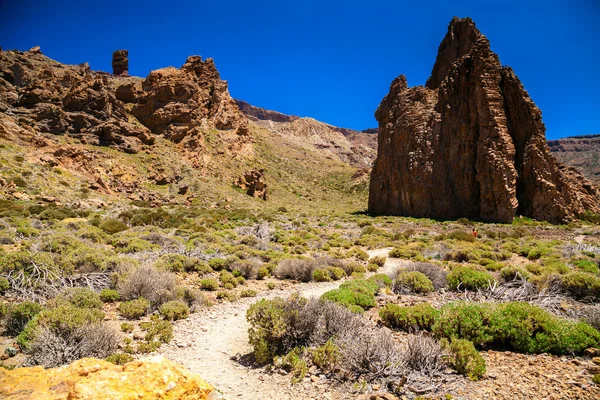 Grote rots op de trekking pad op de Teide Nationaal Park — Stockfoto