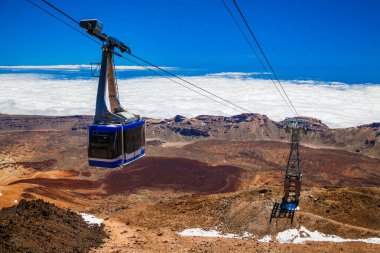 füniküler bir teleferik Teide yanardağı için üzerinde
