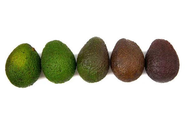 Пять авокадо в стадии созревания — стоковое фото