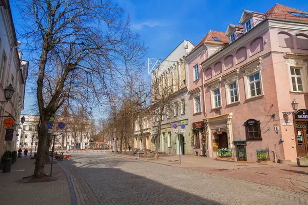 Vilnius Lithuania March 2020 Empty Street Old Town Vilnius Everybody — Stock Photo, Image