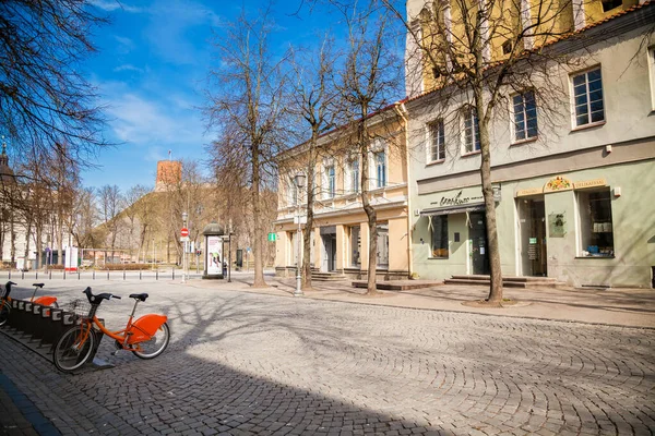 Vilnius Lithuania March 2020 Empty Street Old Town Vilnius Everybody — Stock Photo, Image