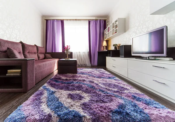 Modernes Interieur Wohnzimmer Zuhause Komfortabel Schlafzimmer Tisch Sofa Weiß Und — Stockfoto