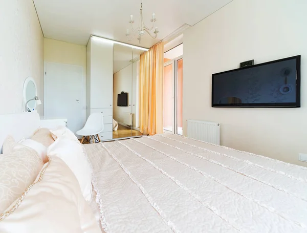 Yatak Odasının Içi Modern Tasarım — Stok fotoğraf