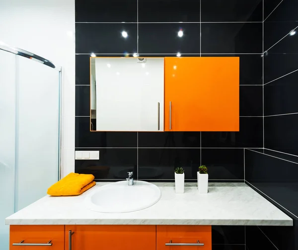 Modern Bathroom White Walls Sink — Stock Photo, Image