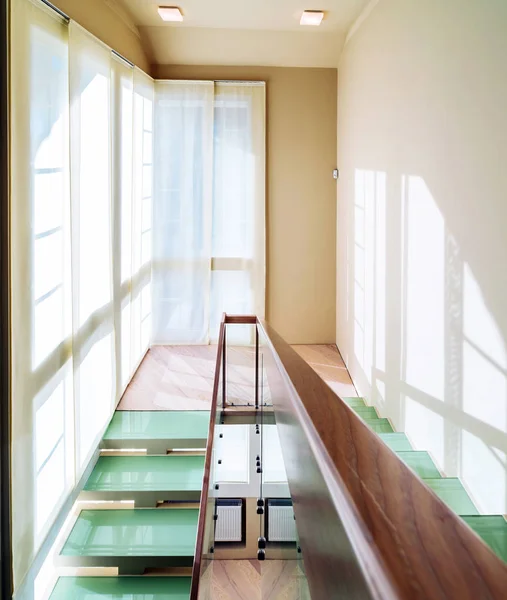 Moderno Interior Oficina Con Escaleras Ventanas —  Fotos de Stock