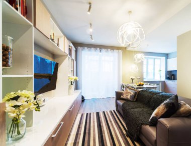 Modern oturma odasının içi.