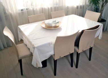 İç modern mutfak masa ve sandalye 