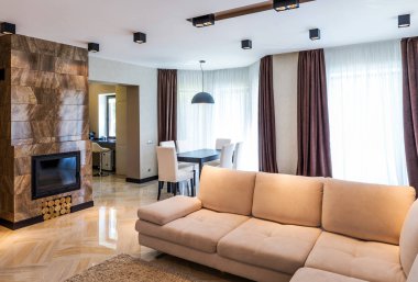 Modern iç tasarım, oturma odası 