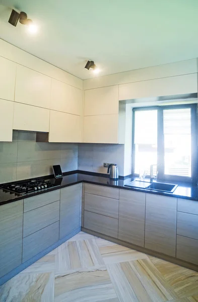 Moderne Kücheneinrichtung Mit Hellem Stil — Stockfoto