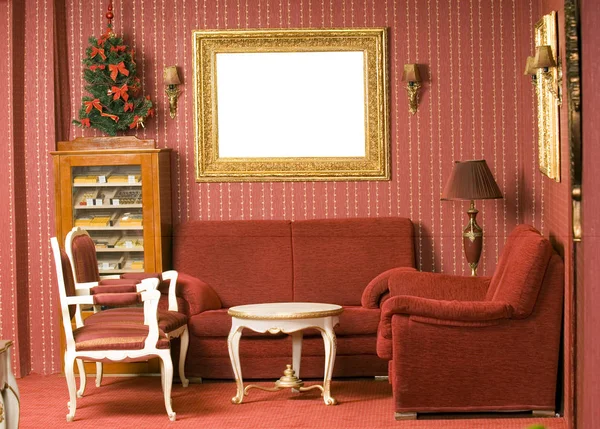 Красный дизайн интерьера, комната — стоковое фото