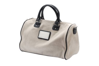 Beyaz arka plan üzerinde izole gri kadın çanta