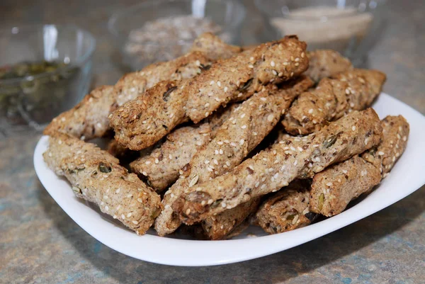 Snack bar on the plate, prepared for eat