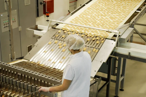 Produktionslinie für Keks und Waffeln — Stockfoto