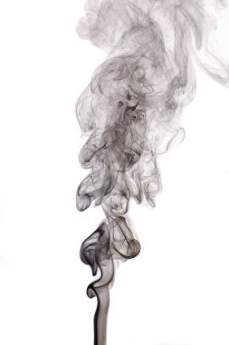 Beyaz arka plan üzerinde izole siyah soyut duman dalga.