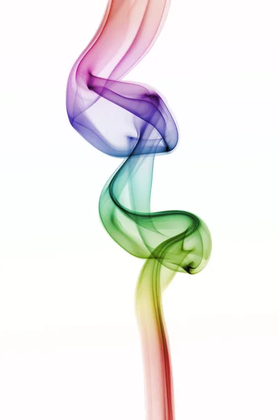 白い背景に分離された抽象的なカラフルな虹煙 — ストック写真