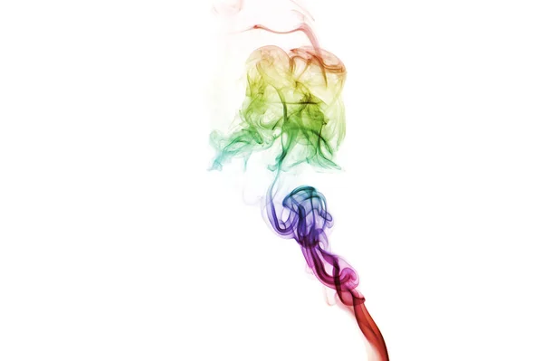 Abstrakte bunte Regenbogen Rauch isoliert auf weißem Hintergrund — Stockfoto