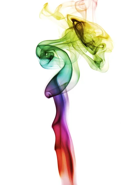 Abstraktní barevné duhové kouřit izolovaných na bílém pozadí — Stock fotografie