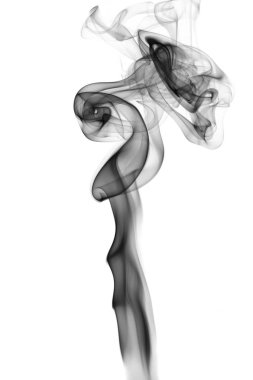 Beyaz arka plan üzerinde izole siyah soyut duman dalga