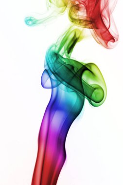 Renkli gökkuşağı izole üzerinde beyaz arka plan duman