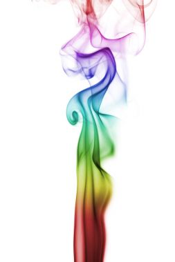 Renkli gökkuşağı izole üzerinde beyaz arka plan duman