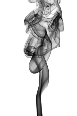 Beyaz arka plan üzerinde izole siyah soyut duman dalga