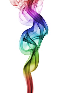 Renkli gökkuşağı izole üzerinde beyaz arka plan duman