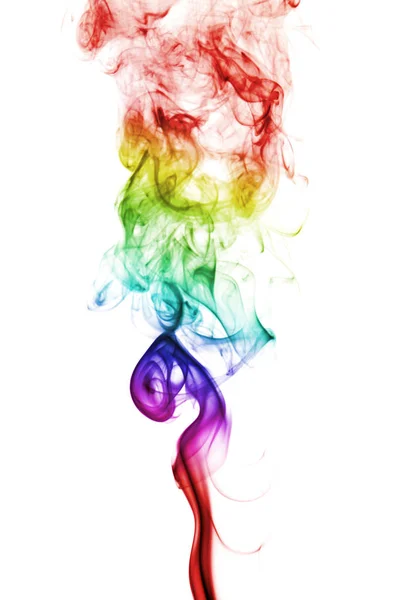 Fumo colorido do arco-íris isolado no fundo branco — Fotografia de Stock