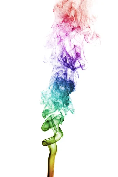 Fumo colorido do arco-íris isolado no fundo branco — Fotografia de Stock