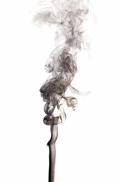 Чорна абстрактна димова хвиля, ізольована на білому тлі — стокове фото