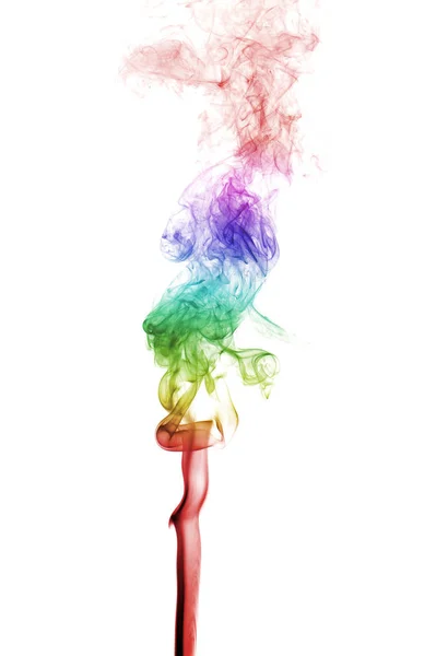 Bunte Regenbogen Rauch isoliert auf weißem Hintergrund — Stockfoto