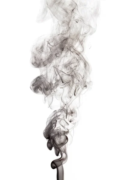 Black abstract smoke wave, isolated on white background — Stock Photo, Image