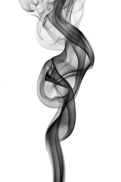 Black abstract smoke wave, isolated on white background — Stock Photo, Image