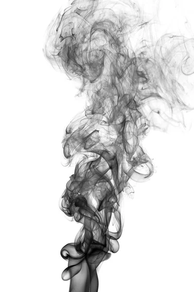 Onda de humo abstracta negra, aislada sobre fondo blanco —  Fotos de Stock
