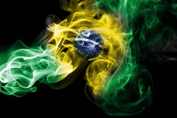 Brasilien flagga rök — Stockfoto