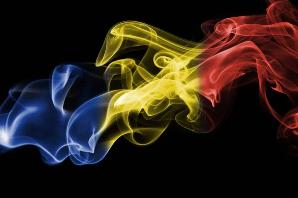 Romanya Ulusal duman bayrak — Stok fotoğraf